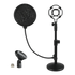 Levede Desktop Microphone Stand Adjustable Pop Filter Shock Mount Base Kit Black-2050056791613640712