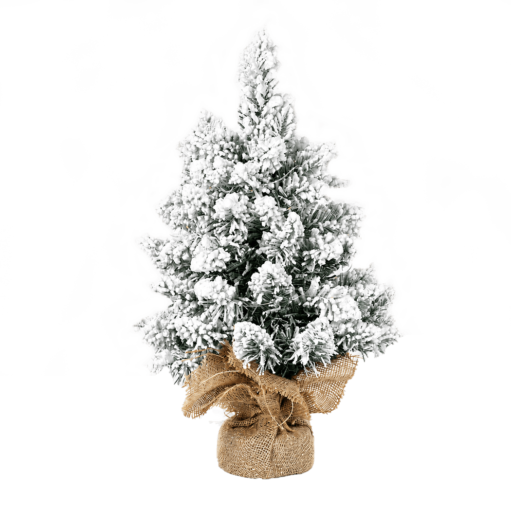 Santaco Christmas Tree 49cm Mini Christmas Tree LED Lights Snow Flocked PVC-2100035037939503112