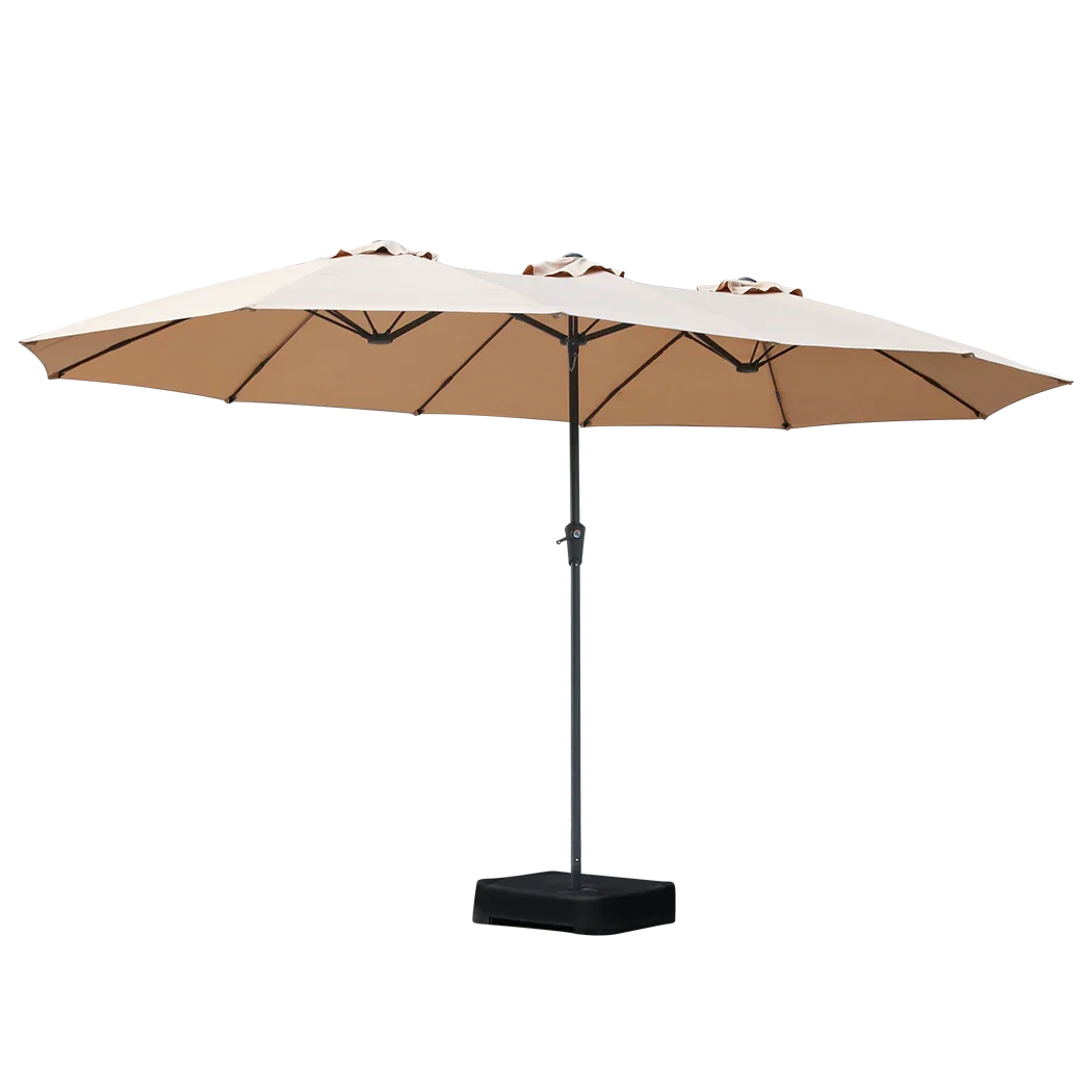 Centra 4M Double-sided Patio Umbrella Outdoor Umbrella Base Stand Khaki-2006732876741218312