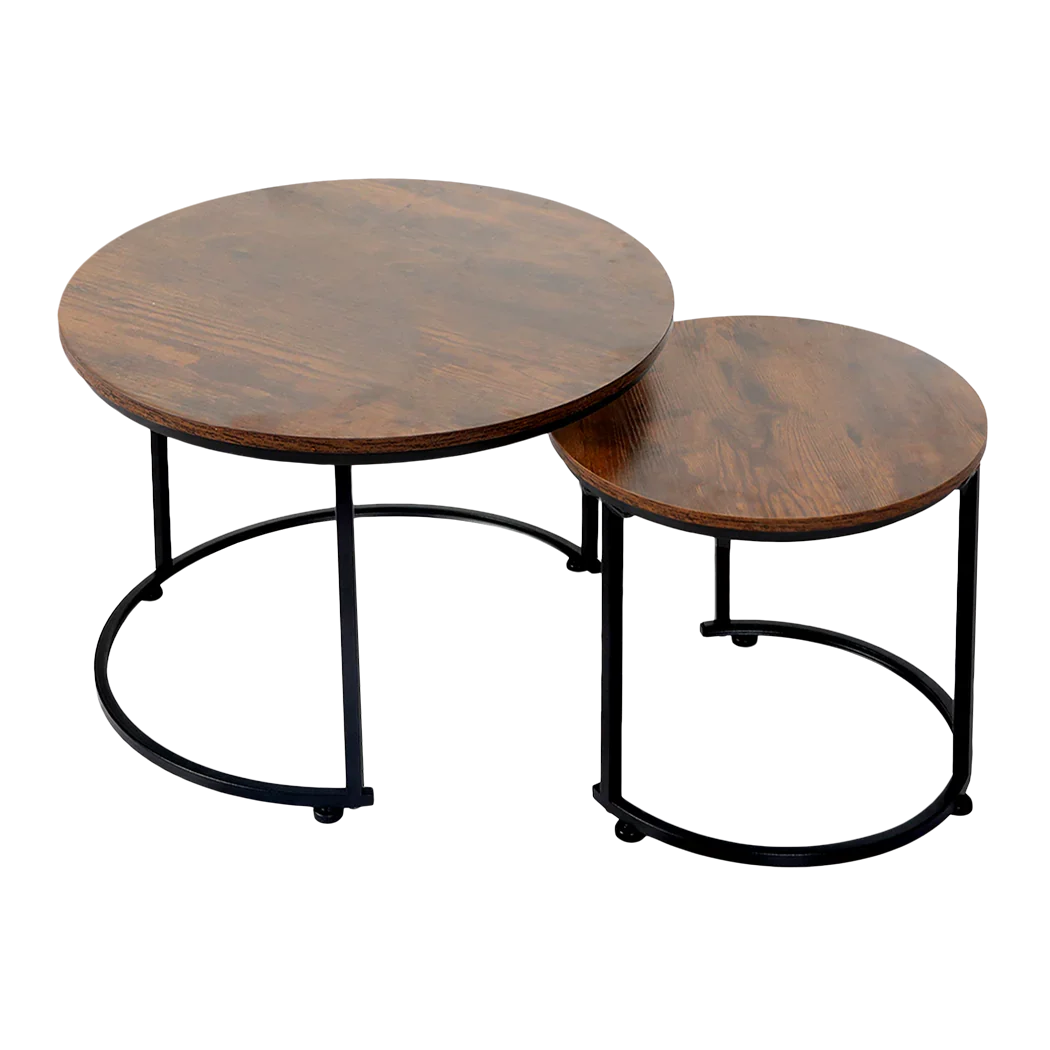 Levede Round Nesting Table Coffee Table Wood Side Table-2006732776480575496