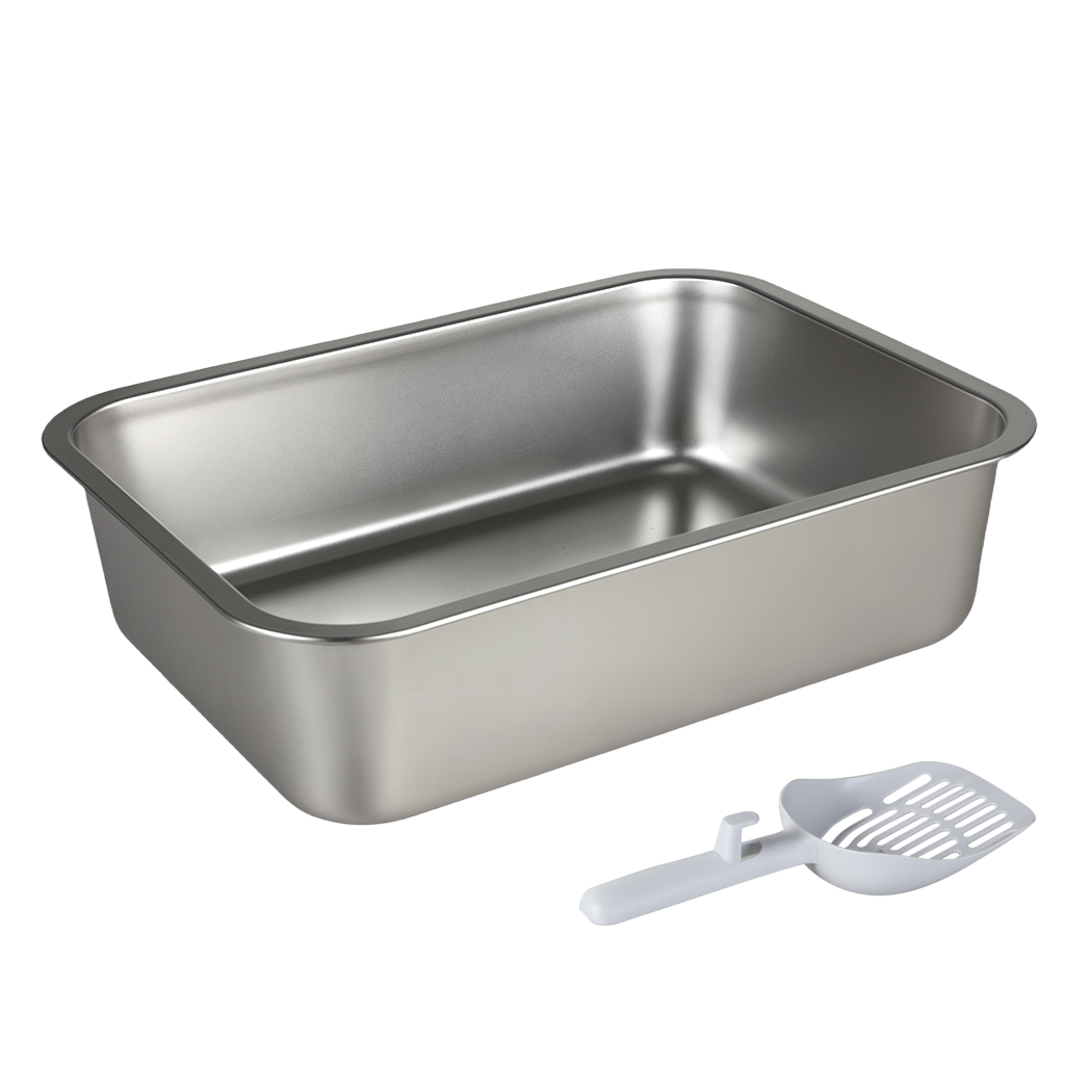 Pawz Stainless Steel Cats Litter Box 10cm Height Small Animals Easy Entry Clean-2065254295179235336
