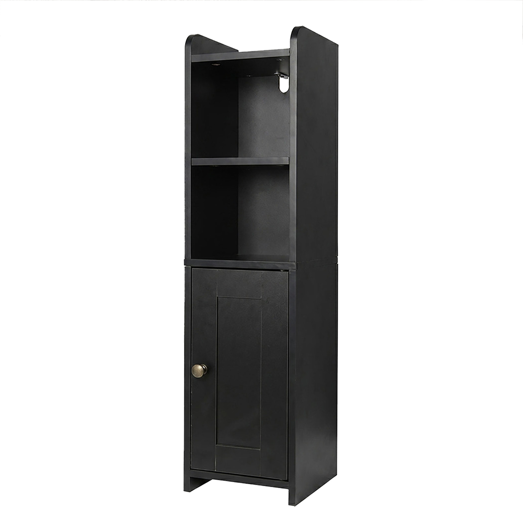 Levede Bathroom Cabinet Storage Slim Organiser Paper Holder Corner 78.5cm Black-2061251856520318985