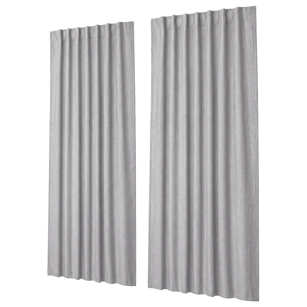 Marlow Blackout Curtains Thermal Linen Look Blockout Drapes 2 Panels Grey-2072893565322792968