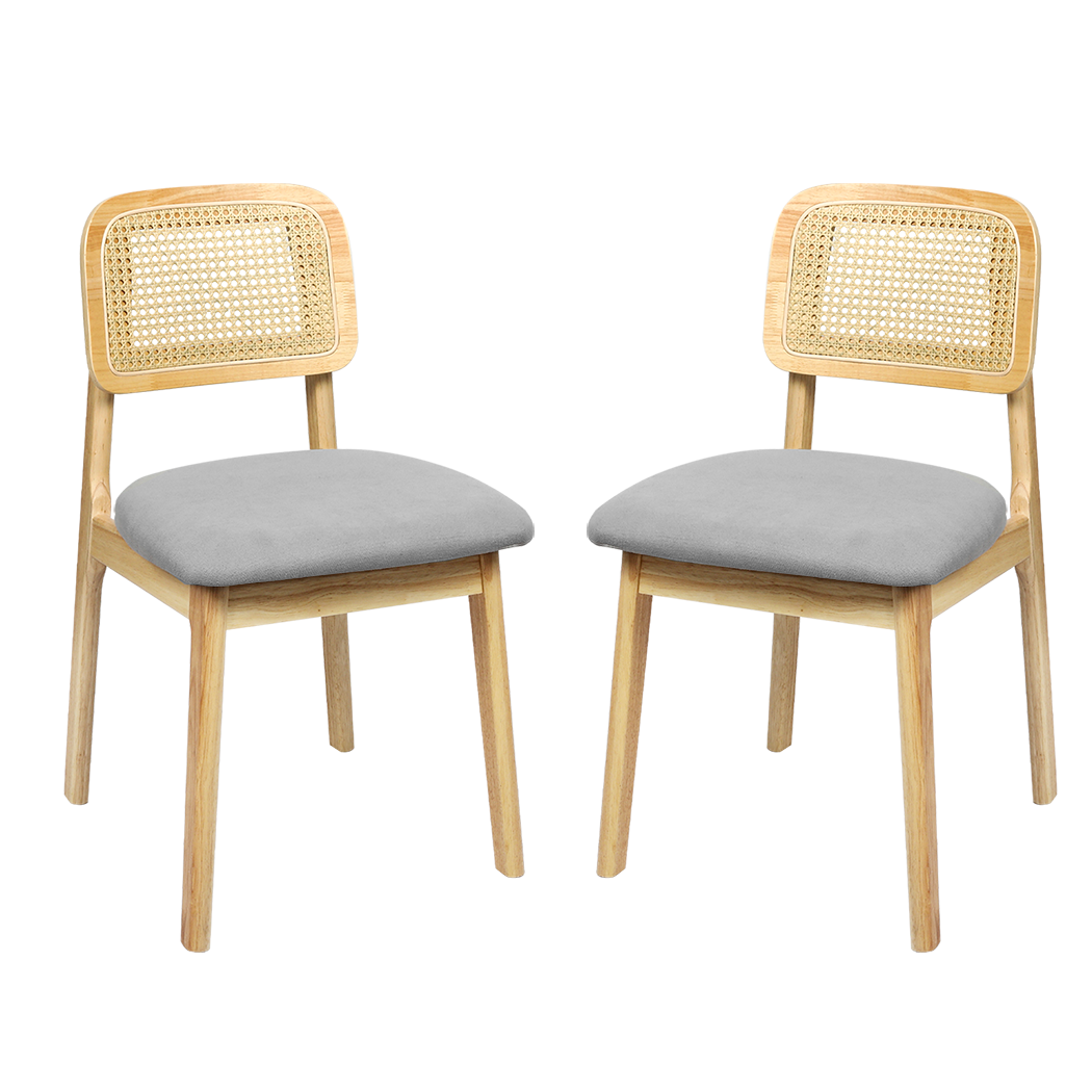 Levede 2x Dining Chair Wood Rattan Armless Natural-1894516800792694792