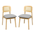 Levede 2x Dining Chair Wood Rattan Armless Natural-1894516800792694792