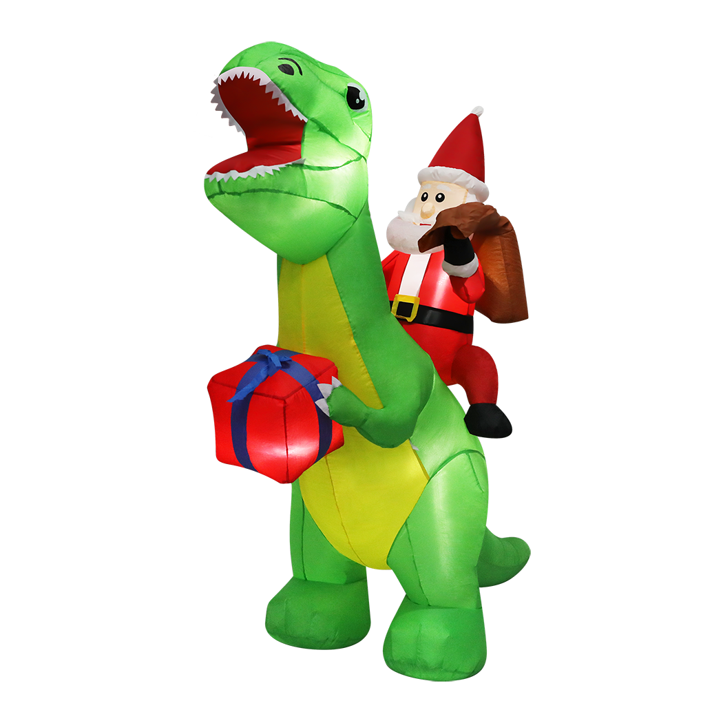 Santaco Christmas Inflatables Outdoor Santa Claus Riding Dinosaur Lights D�cor-2065254639862943752