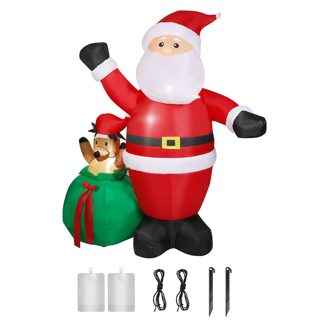 Santaco Christmas Inflatable Outdoor Santa Claus Elk 2.2M Xmas Decoration Light-1950769999102742536