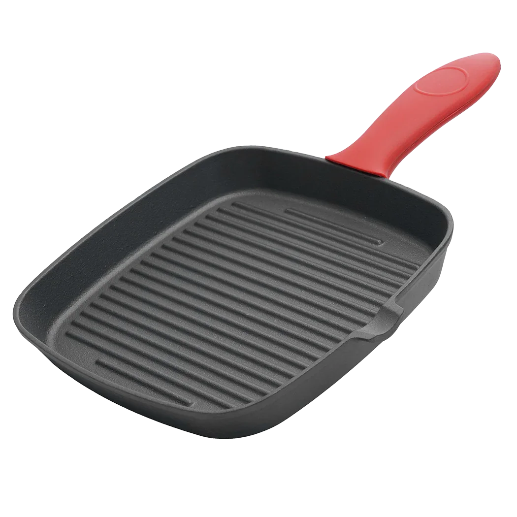 Toque Cast Iron Square Grill Pan with Spouts Cookware-2050056750186500104