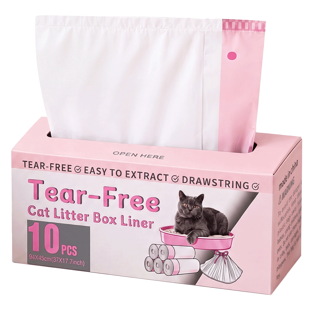 Pawz Cat Litter Bags 30 Pcs 94 x 45cm Drawstring 10kg HDPE White Pink-2100034991026212872