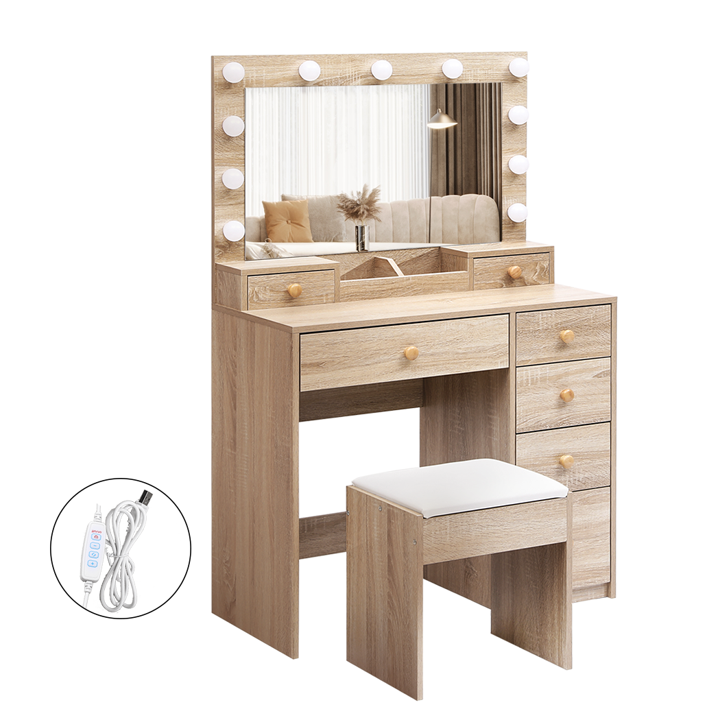 Levede Dressing Table Stool Set Oak