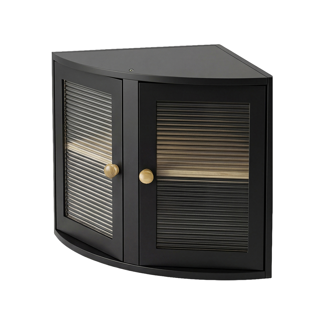 Toque Corner Bread Box 2 Tier Bamboo Bread Bin Kitchen Countertop Storage Black-2072893581982568456