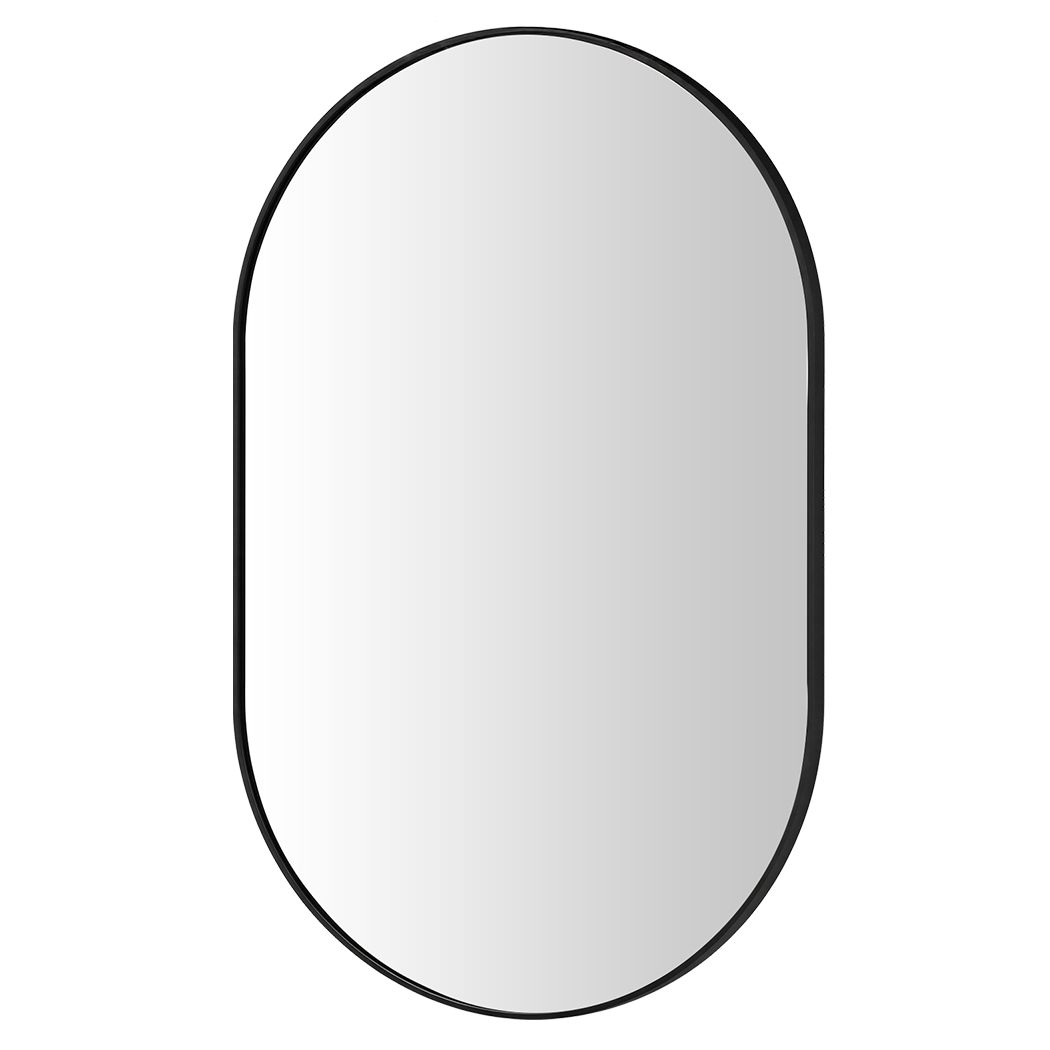 Yezi Oval Wall Mirror 70x50cm Black Frame Bathroom Wall Mounted Vanity Mirror-2050059009389629448