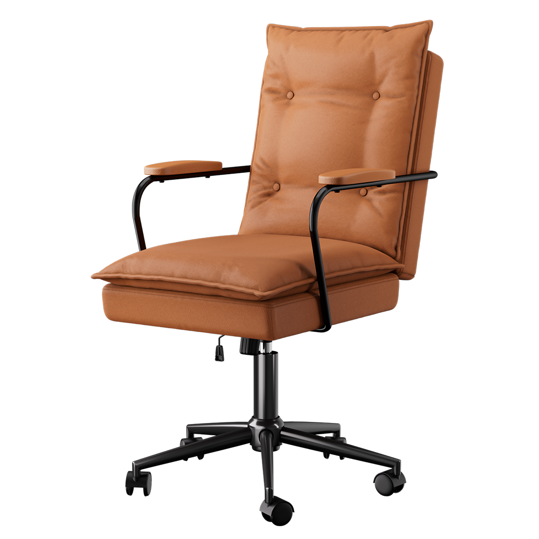 LEVEDE Ergonomic Office Chair Computer PU Brown-1910149778990305288