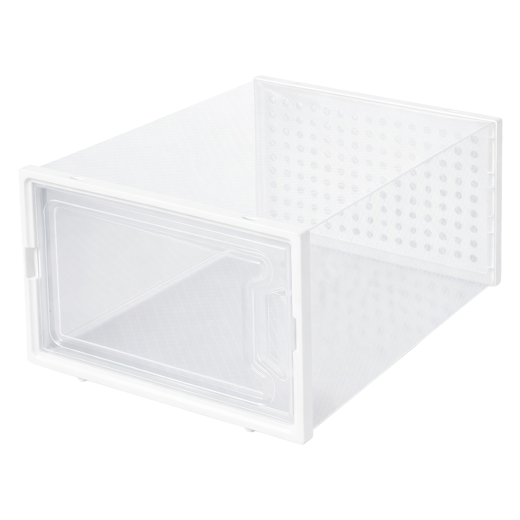Stacked Shoe Rack Storage Boxes 12 Pcs Stackable Clear Plastic Display Cases-2065254306415775752