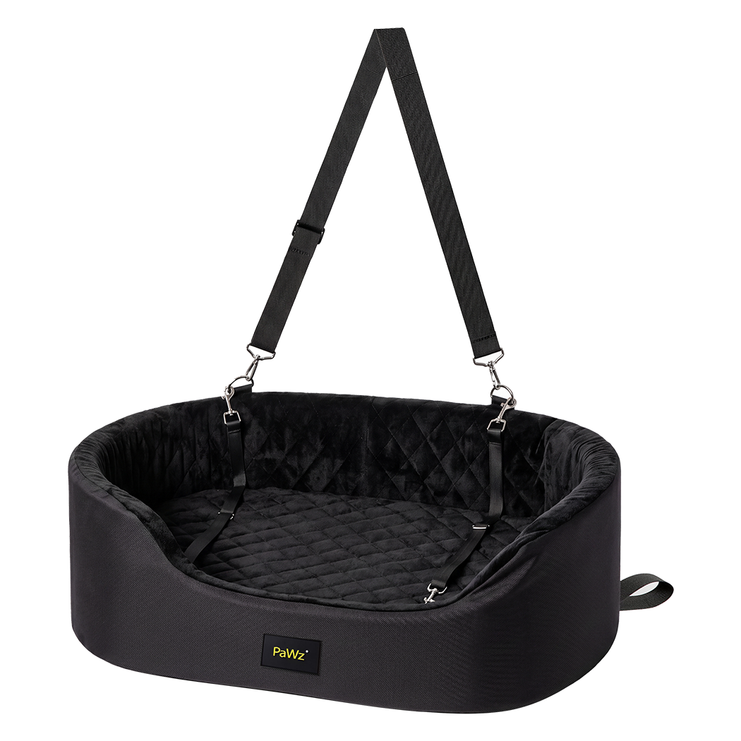 Pawz Dog Car Seat  Pet Car Seat Elevated 10cm Plush Oxford Black-2100034988404772872
