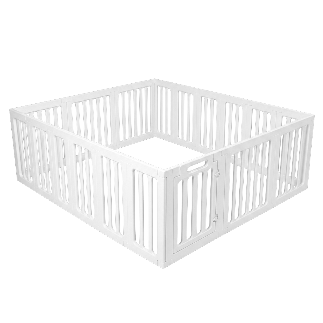 BoPeep Large Baby Playpen HDPE Safety Fence with 36 Suction Cups Indoor White-2100034971078103048
