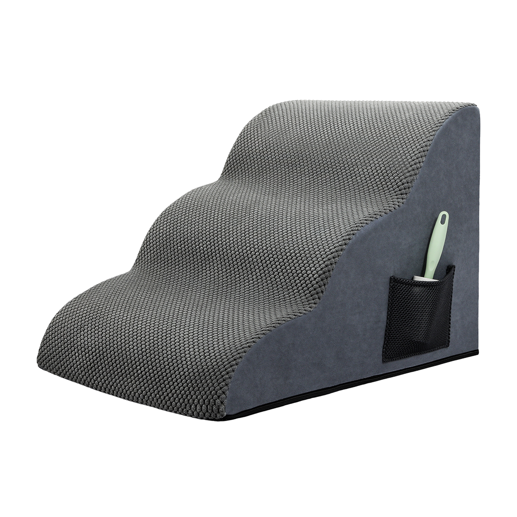 Pawz 3 Steps Pet Stairs Dog Ramp High Density Foam Grey-1938089883943964680