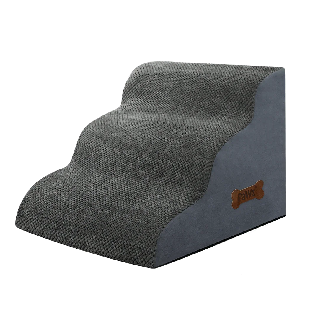 Pawz 3 Steps Pet Stairs Dog Ramp High Density Foam Grey-2029387207948767240