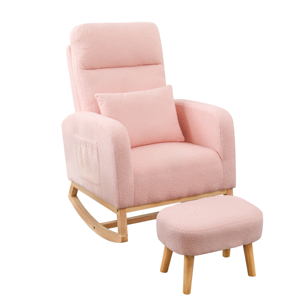Levede Rocking Chair Ottoman Footrest With Side Pocket-1894516801254068232