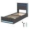 Levede Single Bed Frame Fabric Storage Drawer LED USB-2006733382138073096