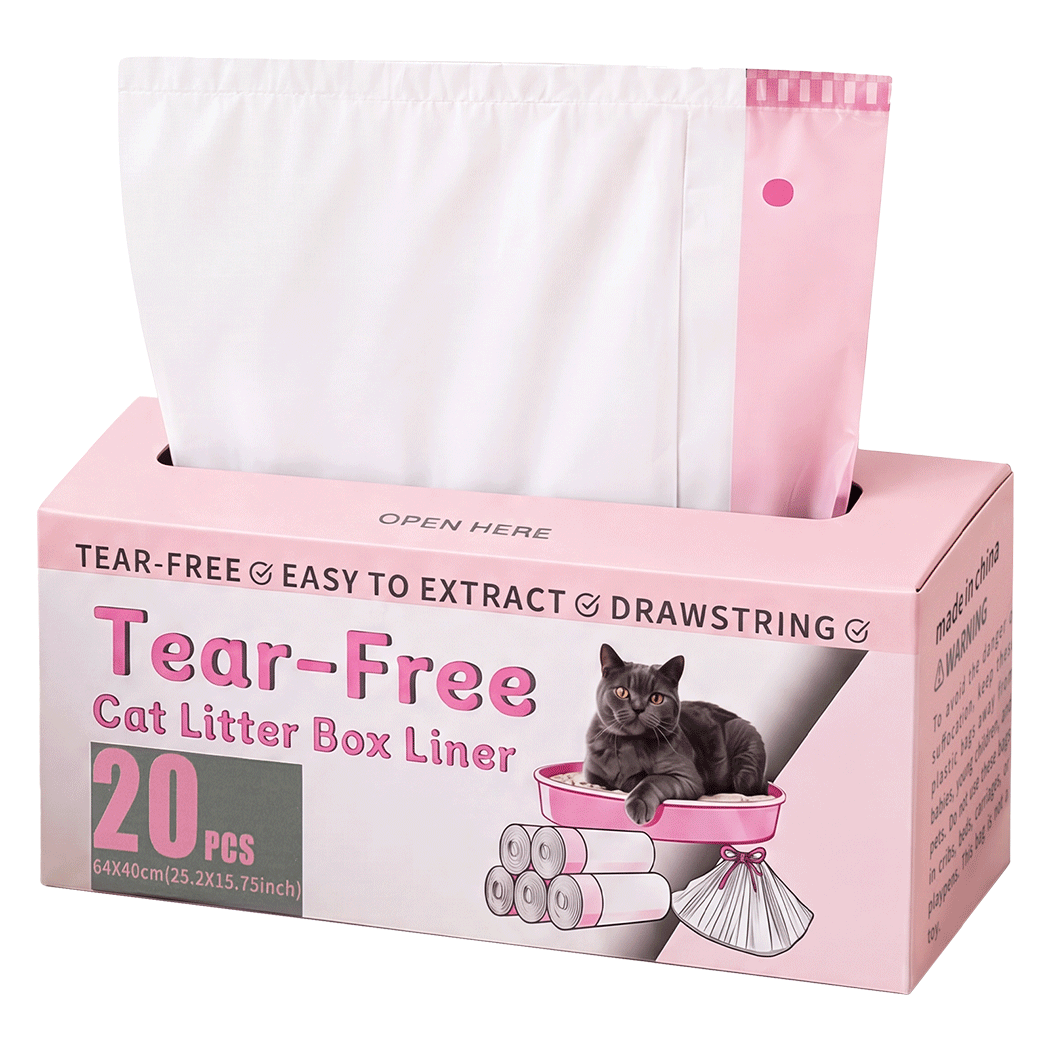 Pawz Cat Litter Bags 120 Count Drawstring 64 x 40cm 10kg HDPE White Pink-2100034990845857800