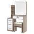 Levede Dressing Table Vanity Stool Set Sliding LED Mirror Makeup Storage Shelves Natural-2072893560272850953