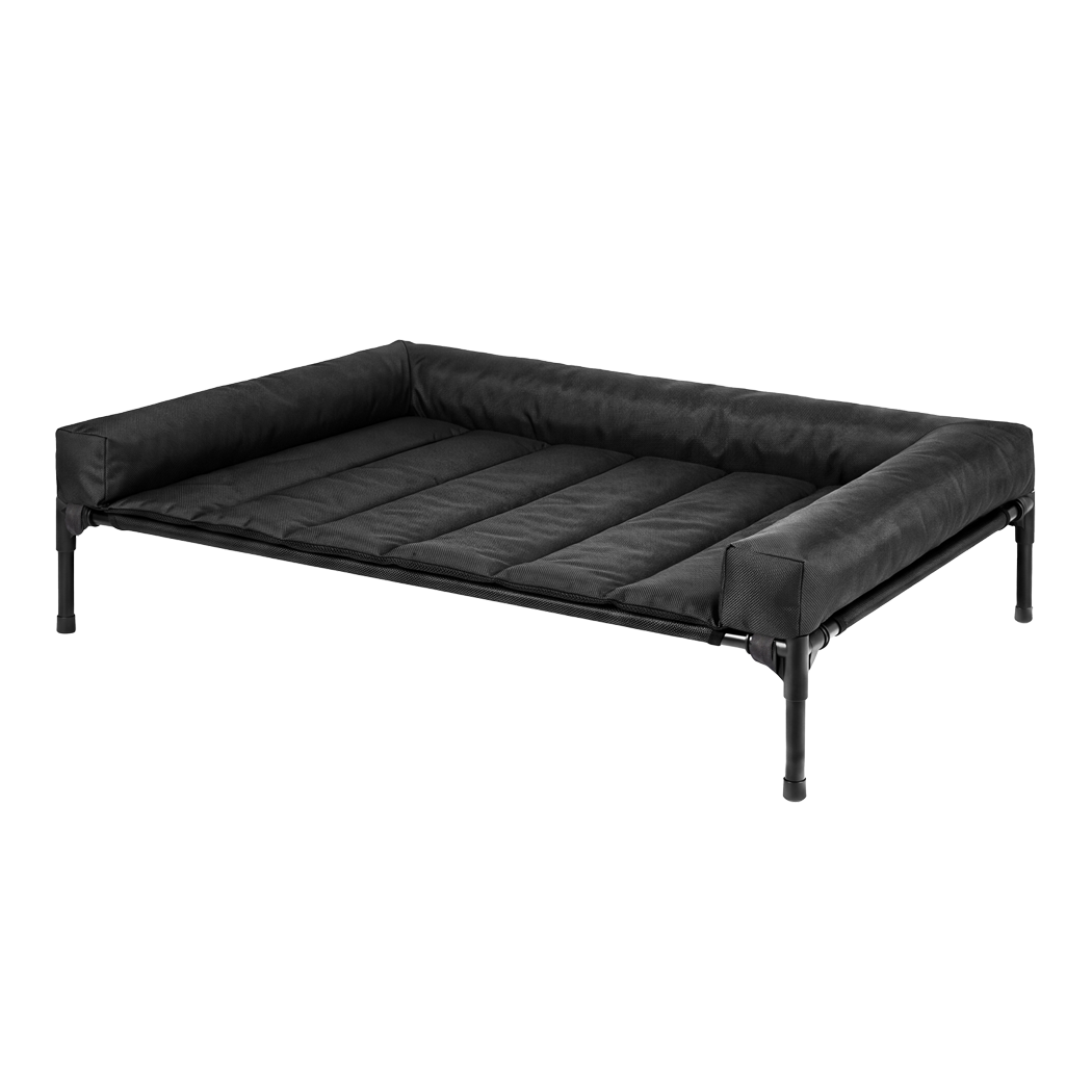 Pawz Elevated Dog Bed Large Breathable Three Sided Bolster for Outdoor Black-2100034988761288712