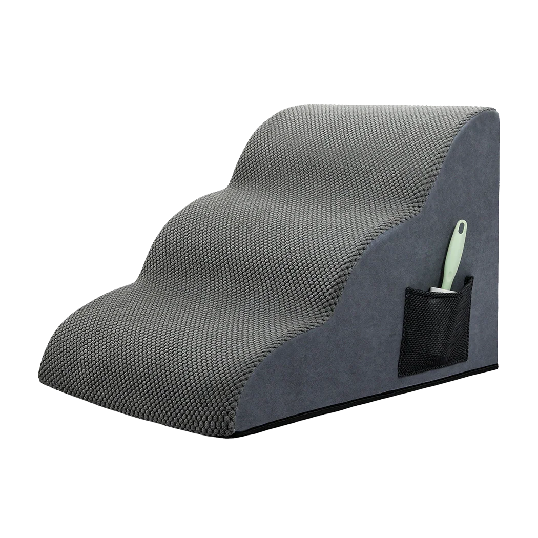 Pawz 3 Steps Pet Stairs Dog Ramp High Density Foam Grey-2018816769506021384