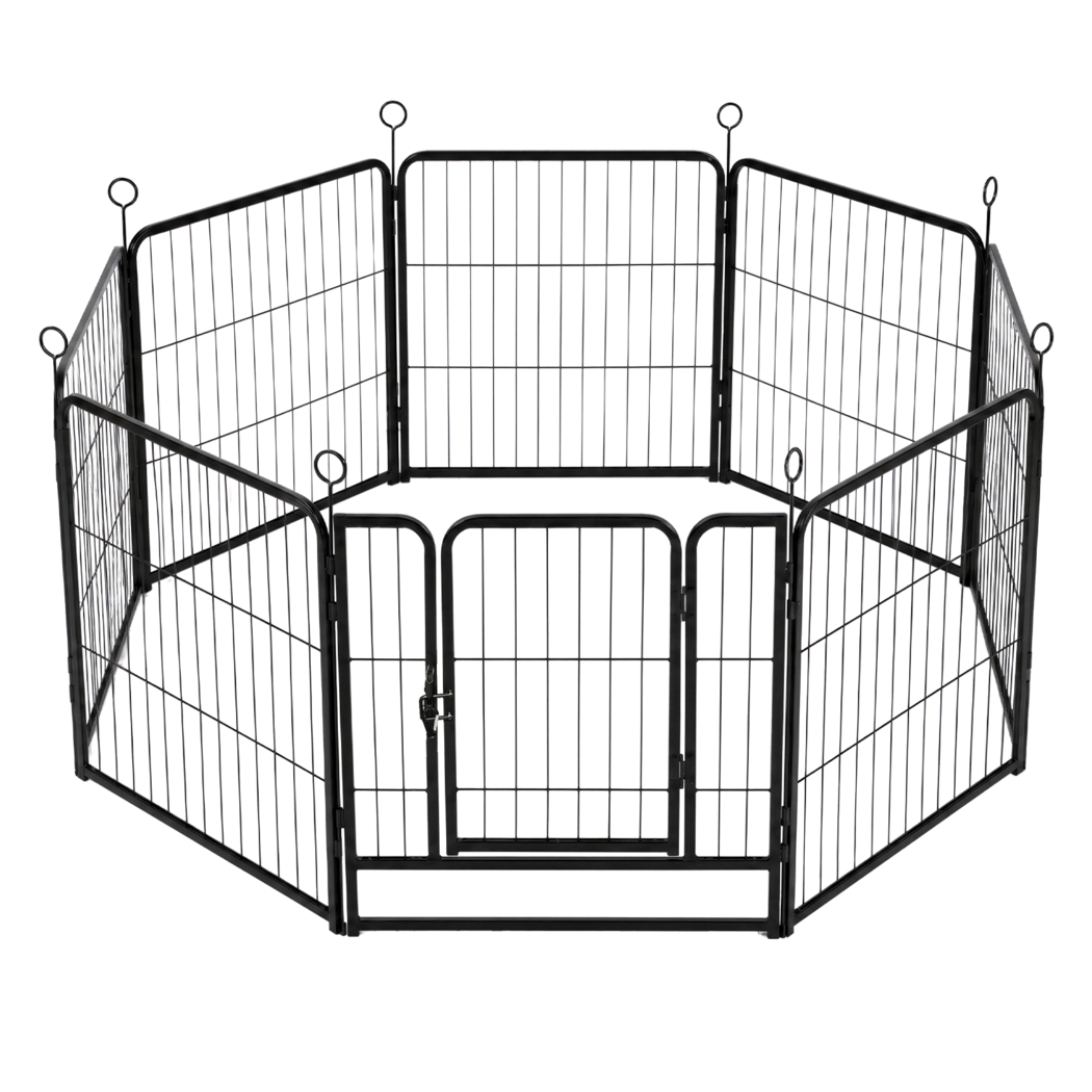 Pawz Dog Playpen 8-Panel Metal Dog Pen Tool-Free Foldable Puppy Crate Black-2100034989147164680