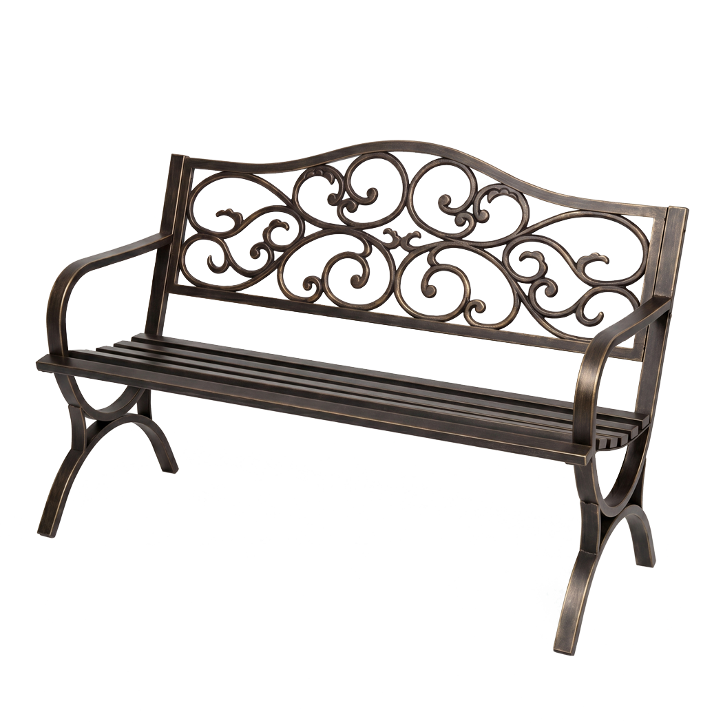 Levede Garden Bench Seat Outdoor Patio Park Lounge Backyard Chair Bronze 3 Seat-2072893558347665416