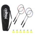 Centra Badminton Set 4 Rackets 6 Shuttles Nylon Aluminium Black Red Blue-2100035024576450568