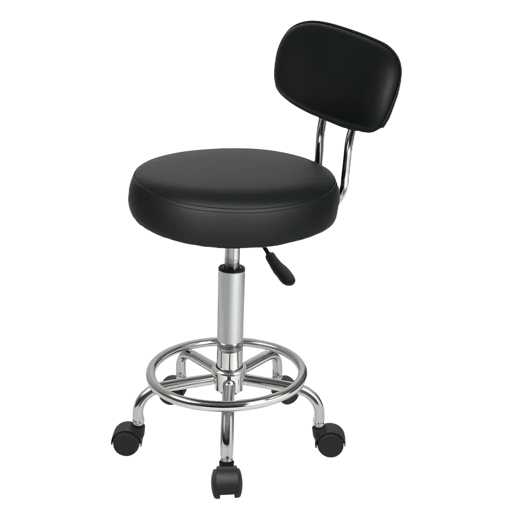 Levede Swivel Office Chair Round Rolling Stools PU Leather Height Adjustable-2050056760236052488