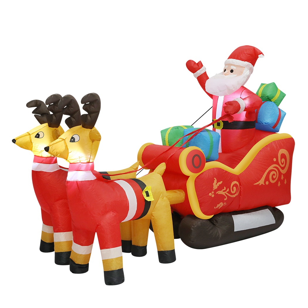 Santaco LED Inflatable Santa Sleigh Reindeer 2.2M-1950769999815774216