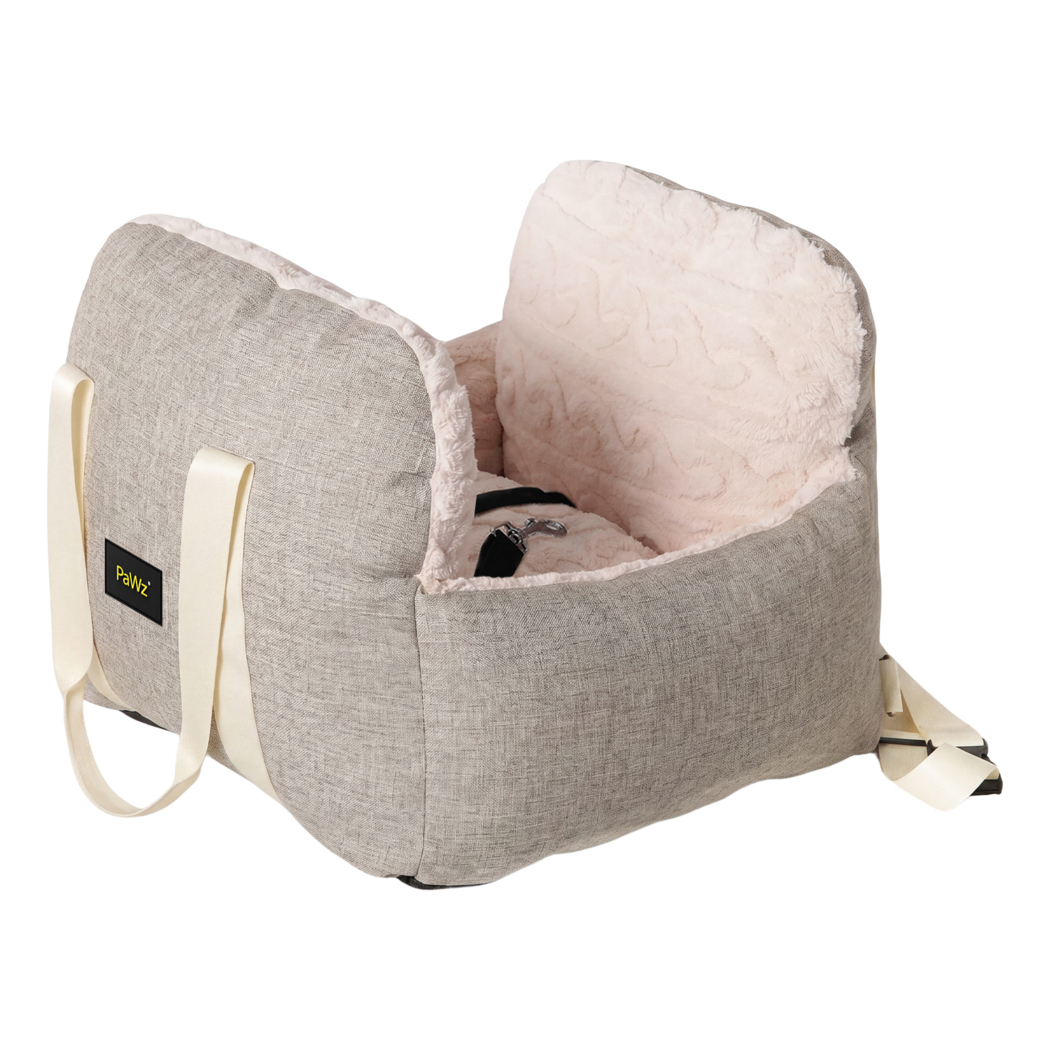 PaWz Dog Car Seat  Booster Car Seat With Safety Tether Linen-Look Beige-2100034988585127944