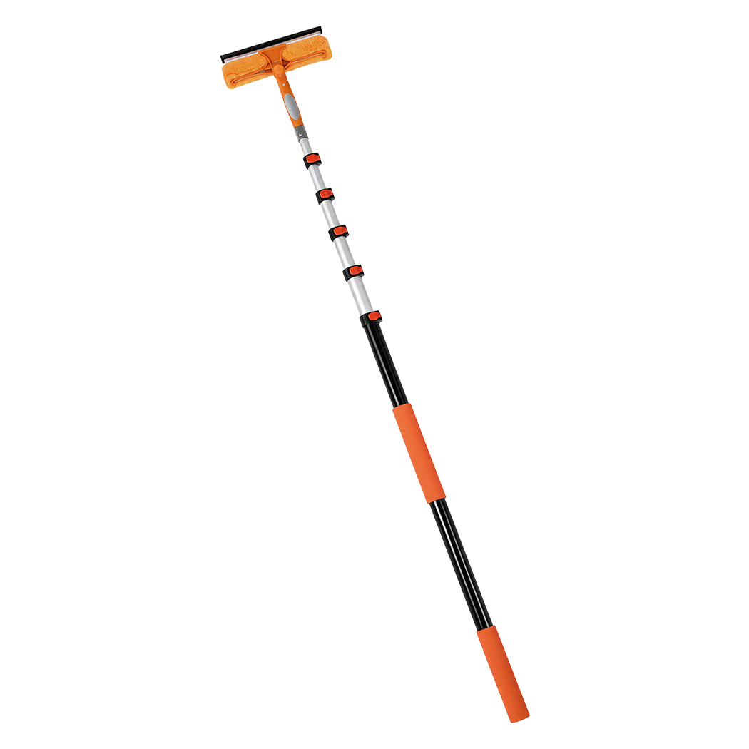Traderight 7.2M Telescopic Window Cleaner 2-In-1 180°Rotating Squeegee Orange-2109799593892581385