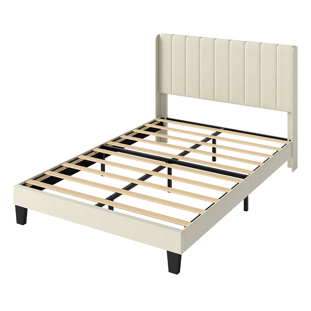 Levede Metal Wooden Bed Frame Queen Panel Plush Upholstered Mattress Platform-2050056770650509320