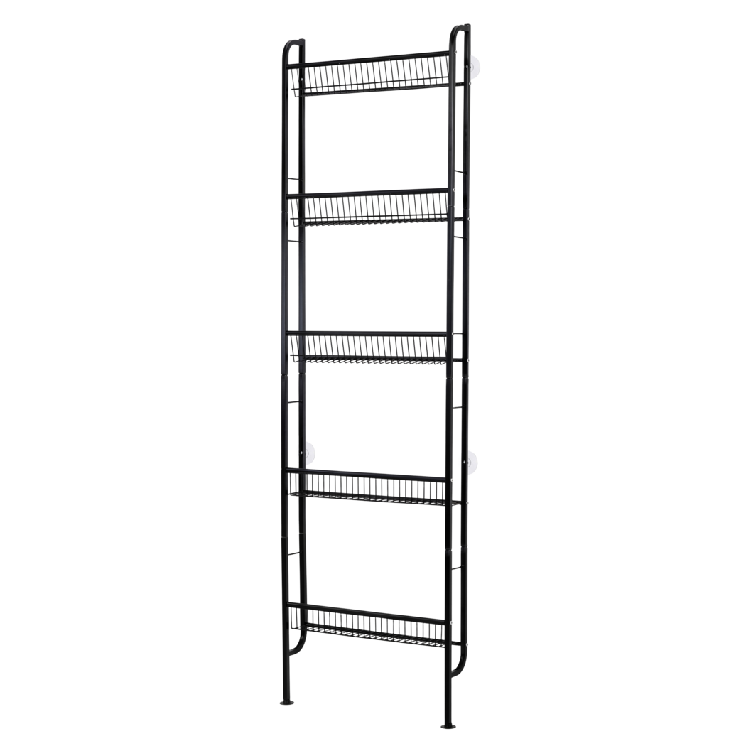 Levede Slim Storage Rack Kitchen Organiser Wall Mounted Metal Shelf Black-2072893555600396296