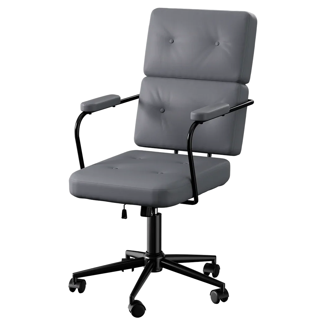 LEVEDE Ergonomic Office Chair Computer PU Grey-2029387206975688712