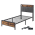 Levede Single Bed Frame Industrial Tufted Soft Storage Headboard USB Charge-2100034936651255816