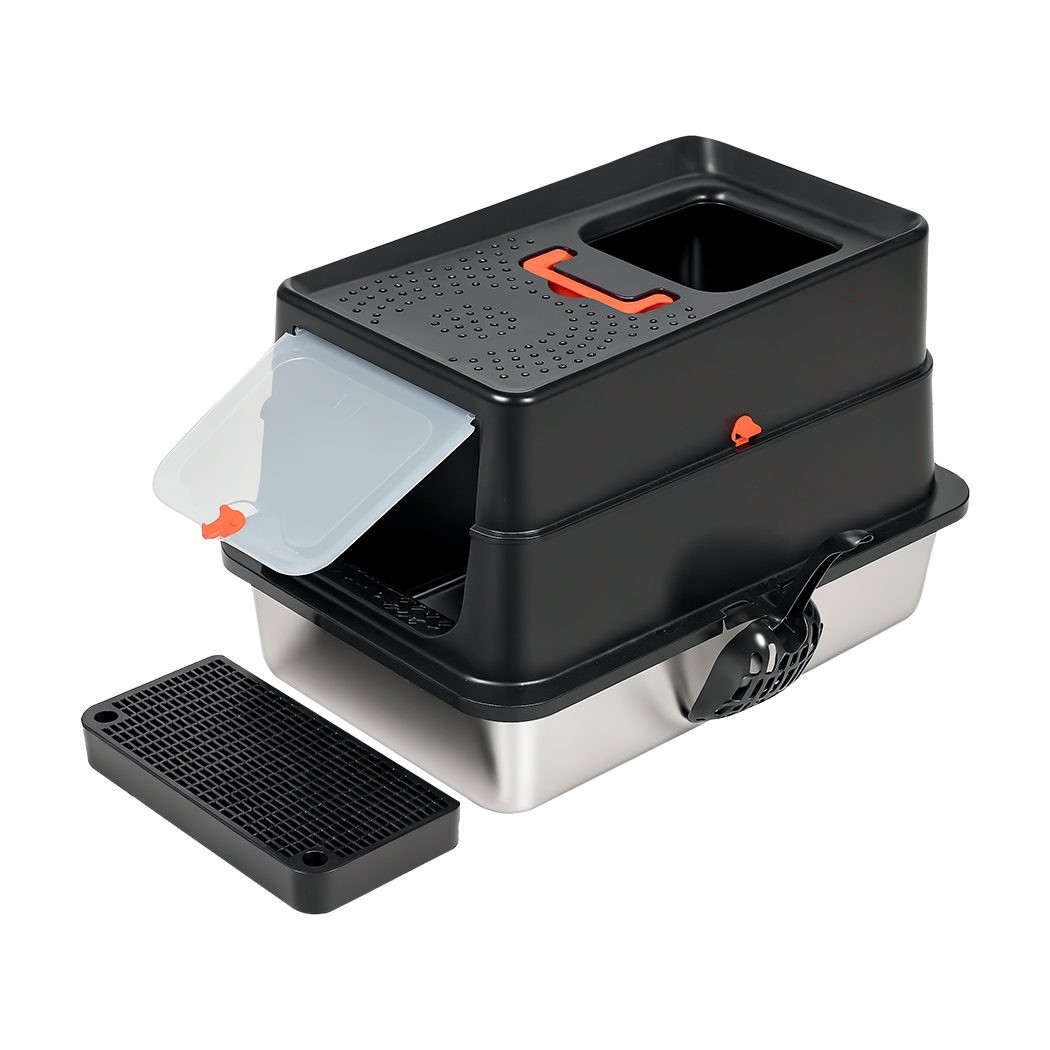 Pawz Stainless Steel Large Enclosed Cat Litter Box-2050056807346475016