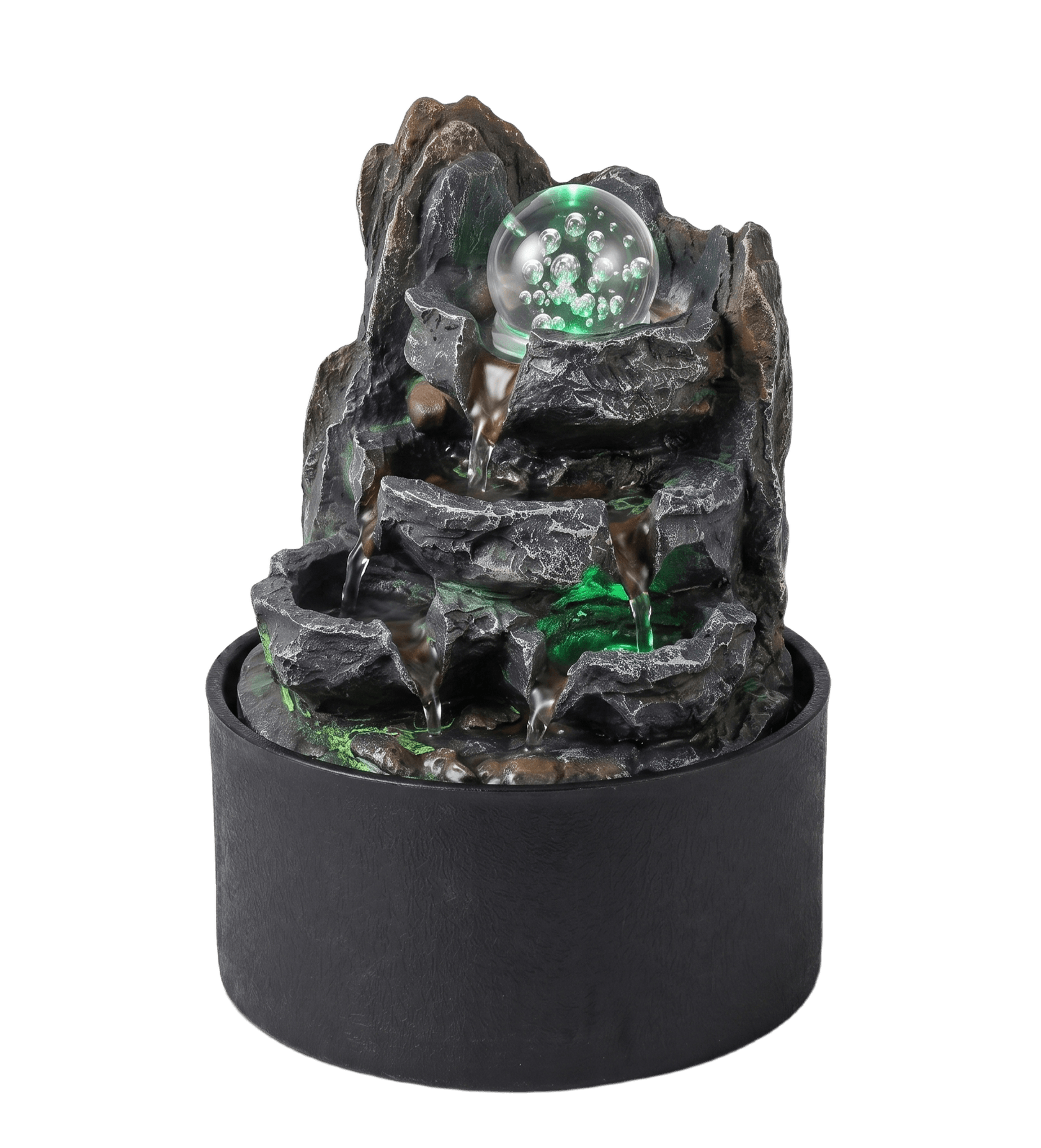 Spector Tabletop Water Fountain Resin LED Light 3 Flow Levels Waterfall Office-2061251862543339528