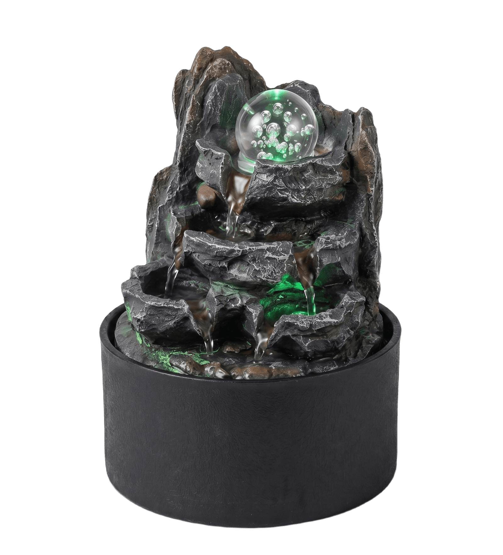Spector Tabletop Water Fountain Resin LED Light 3 Flow Levels Waterfall Office-2061251862543339528