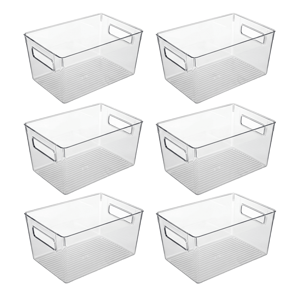 Toque Clear Plastic Storage Bins 6PCS Pantry Fridge Organizer Boxes Handles-2061251865114447880