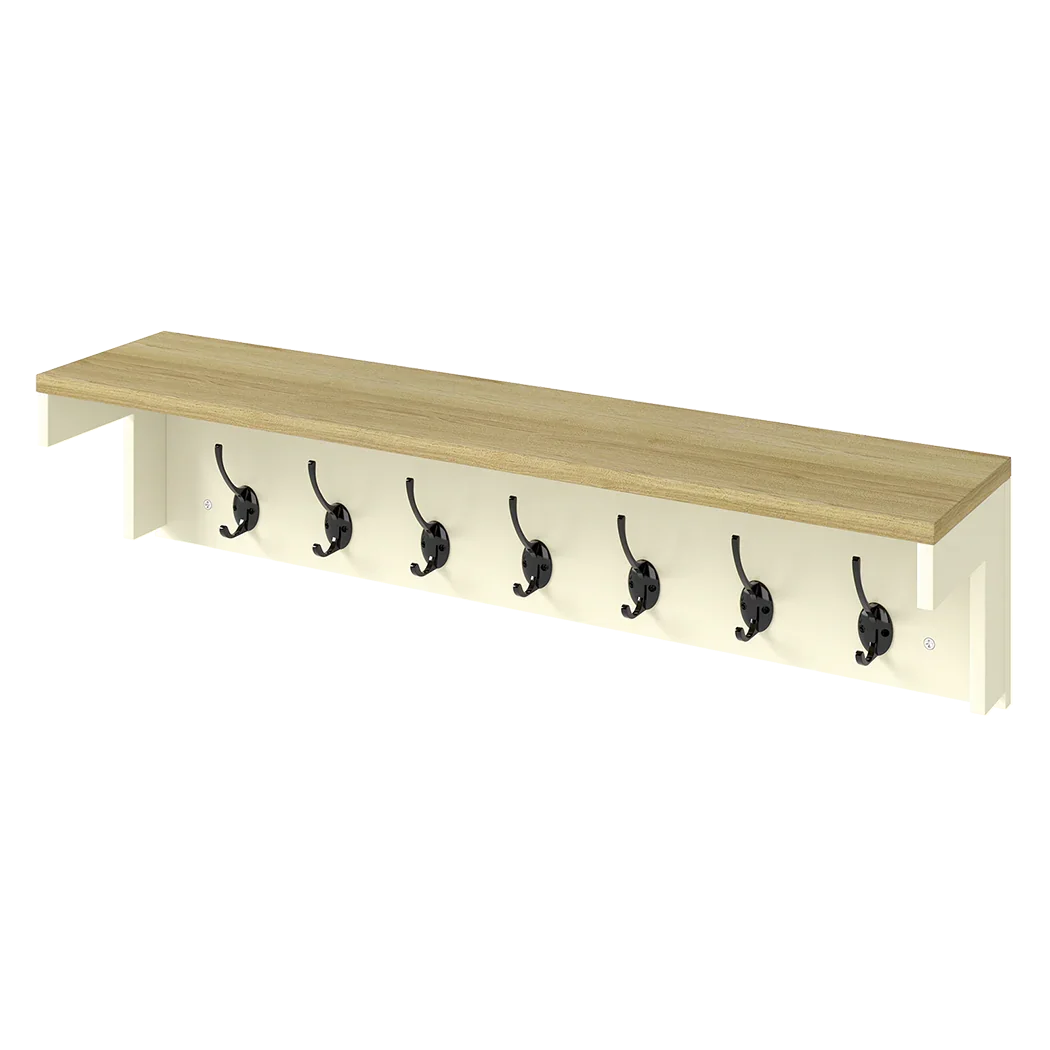 Levede Coat Rack Wall Mounted Shelf 7 Double Hooks Storage Entryway Hallway-2050056761783750664