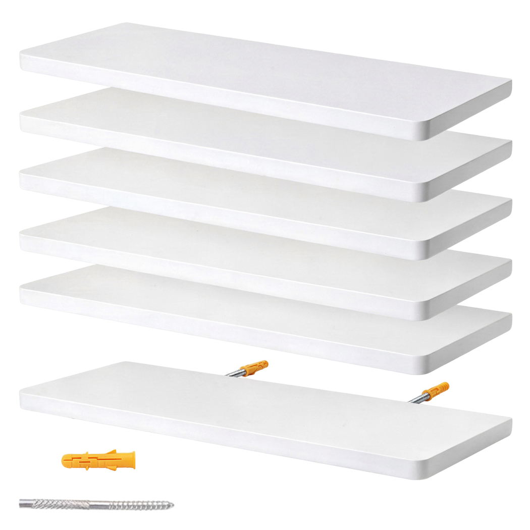 Levede Floating Shelves 6Pcs DIY Wall Mounted Storage Display Bookshelf White-2072893562130927624