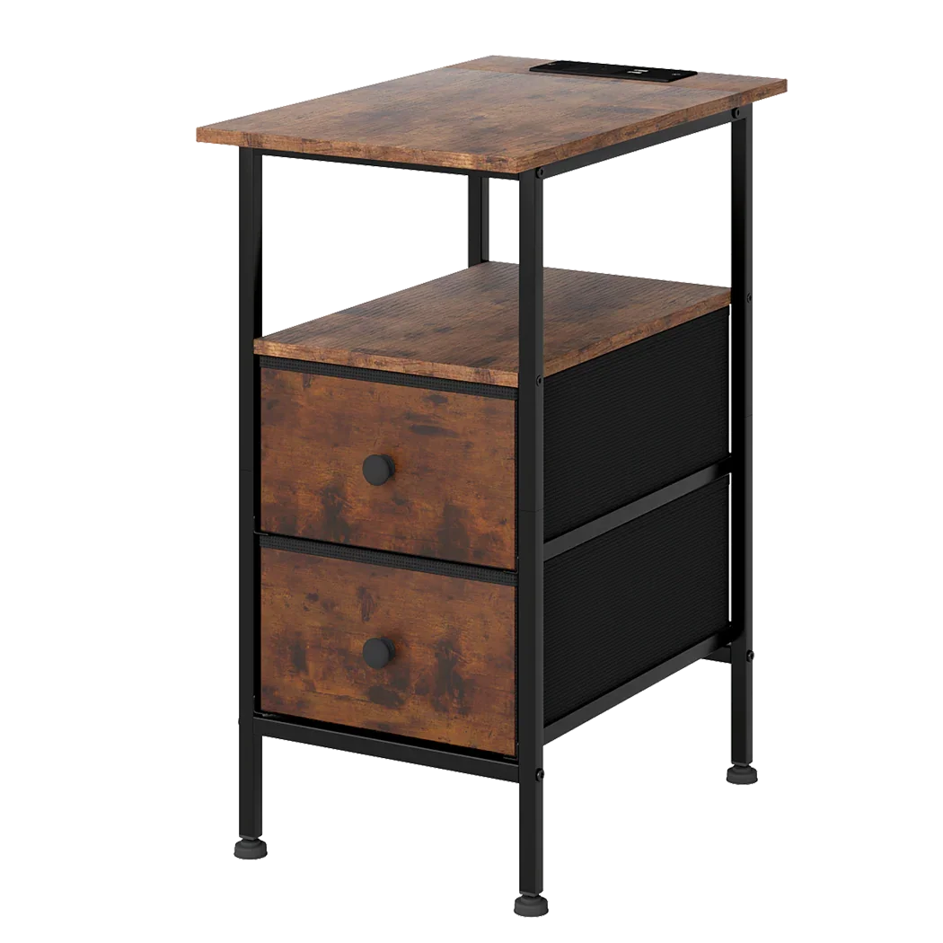 Levede Bedside Table Side Table 2 Drawers Cabinet Brown-2050056916507430920