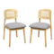Levede 2x Dining Chair Wood Rattan Armless Natural-2006732687020265480