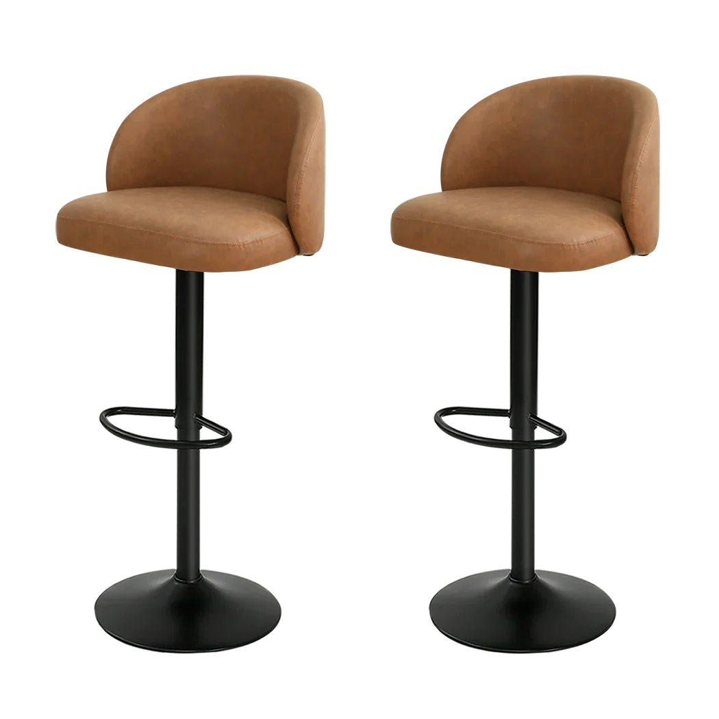 Levede 4x Bar Stool Swivel Gas Lift PU Leather Brown-2018816907184050184