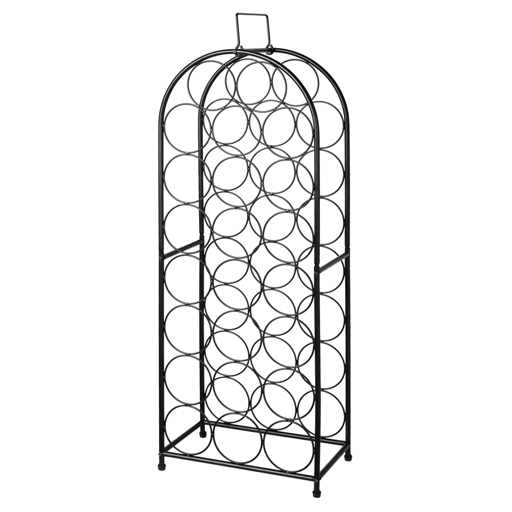 Levede 23 Bottle Wine Rack Kitchen Home Floor Storage Organiser Metal Black-2100035036840595464