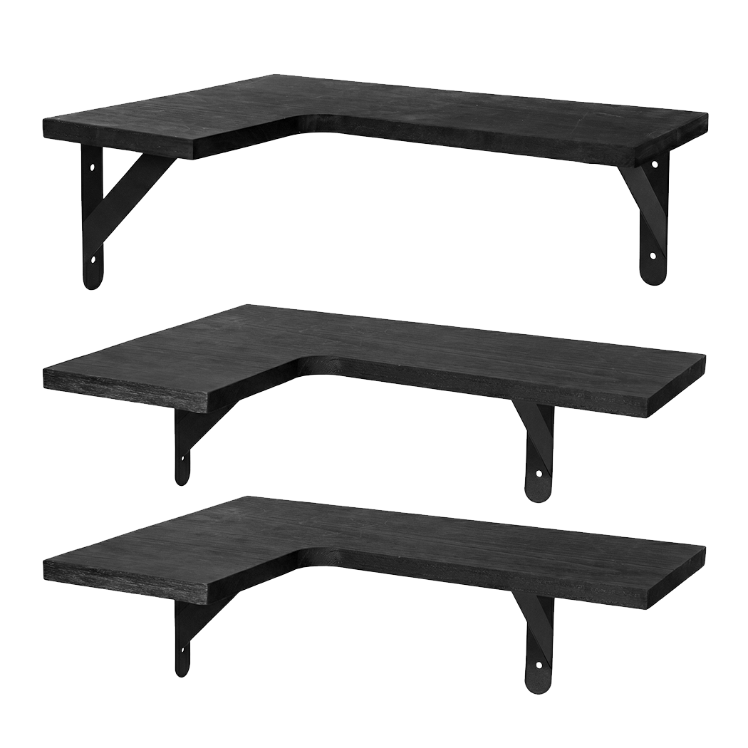 Levede Corner Floating Shelves 3Pcs L-Shaped Wall-Mounted Living Room Storage-2061251868692189192